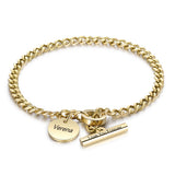 Engraved Name Toggle Bracelet Stainless Steel Chain