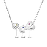 JewelOra Family Name Necklace with 3 Heart Pendants for Valentines Gift