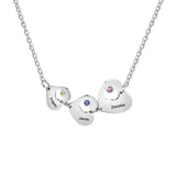 JewelOra Family Name Necklace with 3 Heart Pendants for Valentines Gift