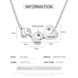 JewelOra Family Name Necklace with 3 Heart Pendants for Valentines Gift