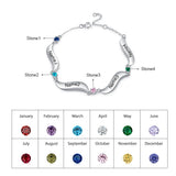 Custom Family Wave Bracelet with Birthstones & Engraved Names