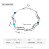 Custom Family Wave Bracelet with Birthstones & Engraved Names