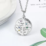 Personalized Family Tree Pendant Necklace Birthstones Engraved Name Tree of Life