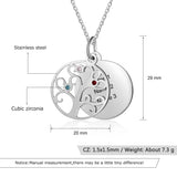 Personalized Family Tree Pendant Necklace Birthstones Engraved Name Tree of Life