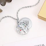 Personalized Family Tree Pendant Necklace Birthstones Engraved Name Tree of Life