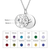 Personalized Family Tree Pendant Necklace Birthstones Engraved Name Tree of Life