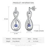 Personalized Silver Infinity Name Earrings with Birthstone Engraving