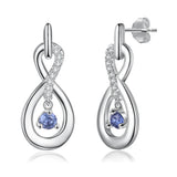 Personalized Silver Infinity Name Earrings with Birthstone Engraving