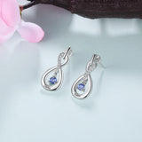 Personalized Silver Infinity Name Earrings with Birthstone Engraving
