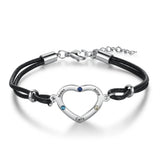 Custom Heart Bracelet with 3 Birthstones & Engraving