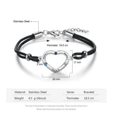 Custom Heart Bracelet with 3 Birthstones & Engraving