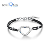 Custom Heart Bracelet with 3 Birthstones & Engraving