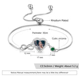 Personalized Heart Photo Infinity Bracelet with Birthstone and Engraved Name