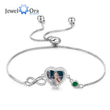 Personalized Heart Photo Infinity Bracelet with Birthstone and Engraved Name