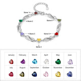JewelOra Personalized Infinity Bracelet with 6 Heart Birthstones