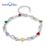 JewelOra Personalized Infinity Bracelet with 6 Heart Birthstones