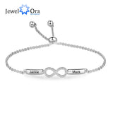 Personalized Infinity Bracelets with 2 Names Sliver Adjustable Chain