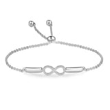 Personalized Infinity Bracelets with 2 Names Sliver Adjustable Chain