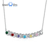 Personalized Infinity Pendant with Birthstones & Engraved Name Necklace