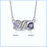 Personalized Infinity Pendant with Birthstones & Engraved Name Necklace
