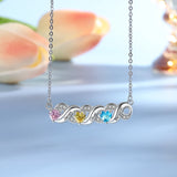 Personalized Infinity Pendant with Birthstones & Engraved Name Necklace