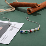 Personalized Heart Birthstone Bracelet with Engraved Name - Mother's Gift