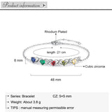 Personalized Heart Birthstone Bracelet with Engraved Name - Mother's Gift