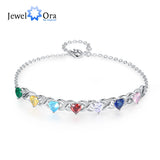 Personalized Heart Birthstone Bracelet with Engraved Name - Mother's Gift