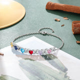Personalized Heart Birthstone Bracelet with Engraved Name - Mother's Gift