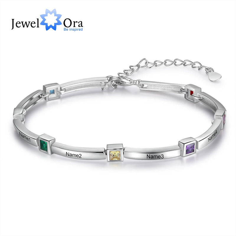Personalized Square Birthstone Bracelet for Mother