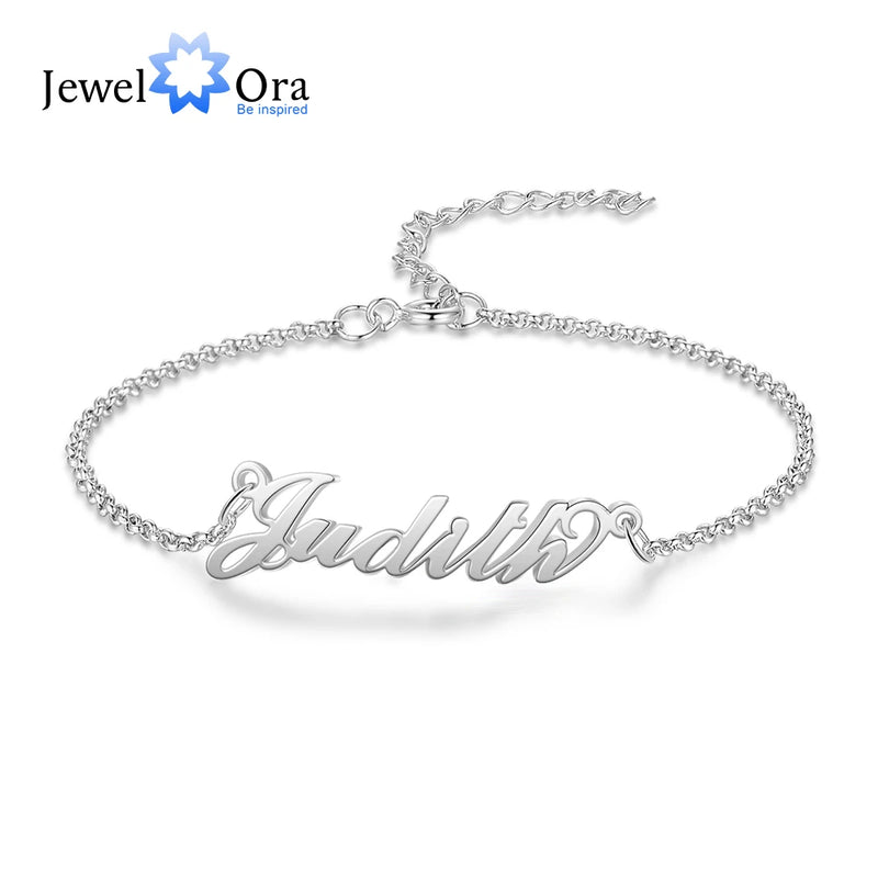 Personalized Name Anklet Rose Silver Bracelet for Women