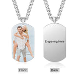 Personalized Memory Photo Necklace Titanium Steel Engraved Pendant