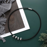 Personalized Men Leather Necklace with Beads 2-5 Names Rope Chain