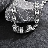 Personalized Men's Stainless Steel Beads Necklace with Engraved Names