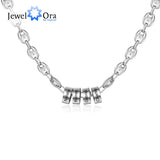 Personalized Men's Stainless Steel Beads Necklace with Engraved Names