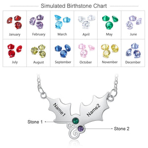 Personalized Mistletoe Christmas Pendant with Birthstone & Name Necklace