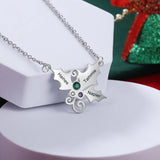 Personalized Mistletoe Christmas Pendant with Birthstone & Name Necklace