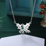 Personalized Mistletoe Christmas Pendant with Birthstone & Name Necklace