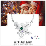 Personalized Mistletoe Christmas Pendant with Birthstone & Name Necklace