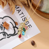JewelOra Mother Necklace with Birthstones & Engraved Names Pendant