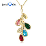 JewelOra Mother Necklace with Birthstones & Engraved Names Pendant