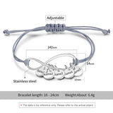 Custom Name Charms Bracelets for Mom, Stainless Steel Infinity Bracelet
