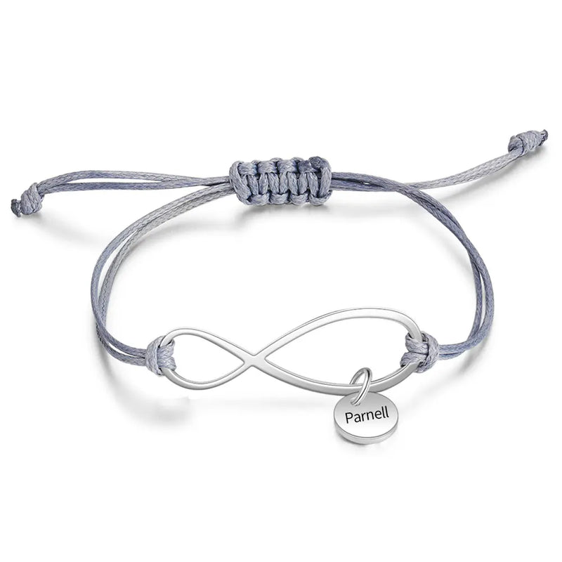 Custom Name Charms Bracelets for Mom, Stainless Steel Infinity Bracelet