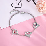 Personalized Multi-Heart Charm Bracelets with Birthstone Engraving