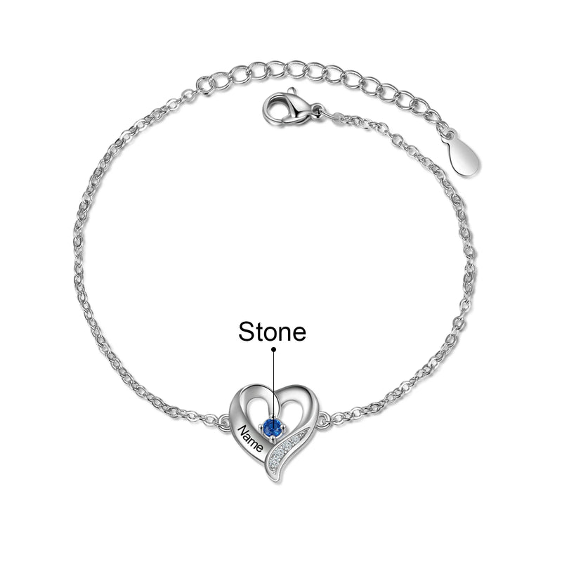 Personalized Multi-Heart Charm Bracelets with Birthstone Engraving