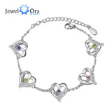 Personalized Multi-Heart Charm Bracelets with Birthstone Engraving