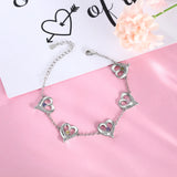 Personalized Multi-Heart Charm Bracelets with Birthstone Engraving