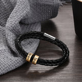 Customized Men's Leather Bracelet with Name Beads
