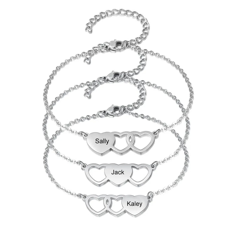 Personalized BFF Bracelets for Women Engraved Heart Friendship Sister Birthday