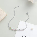 JewelOra Name Bar Bracelet with Birthstones Engraving